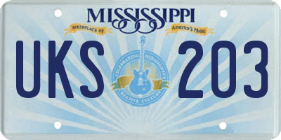 MS license plate UKS203