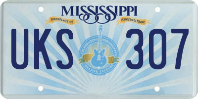MS license plate UKS307