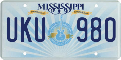 MS license plate UKU980
