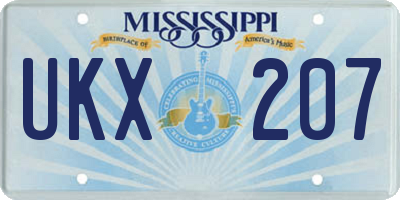 MS license plate UKX207