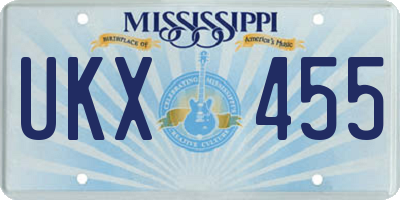 MS license plate UKX455