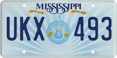 MS license plate UKX493