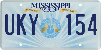 MS license plate UKY154