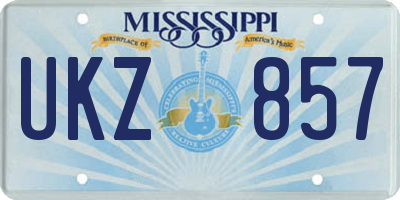 MS license plate UKZ857