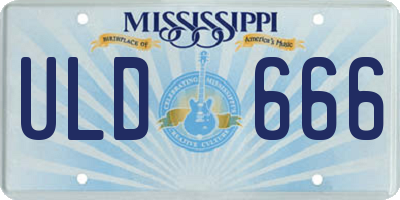 MS license plate ULD666