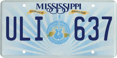 MS license plate ULI637