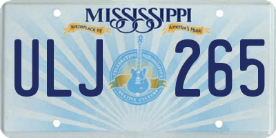 MS license plate ULJ265