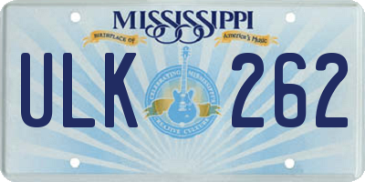 MS license plate ULK262