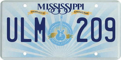 MS license plate ULM209