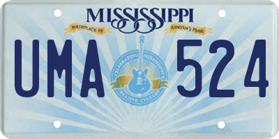 MS license plate UMA524