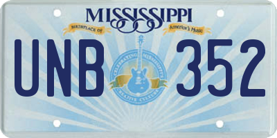 MS license plate UNB352