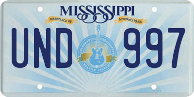 MS license plate UND997