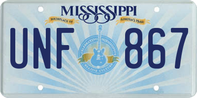 MS license plate UNF867