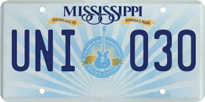 MS license plate UNI030