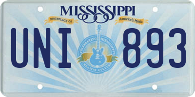 MS license plate UNI893