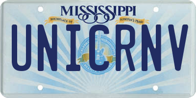 MS license plate UNICRNV