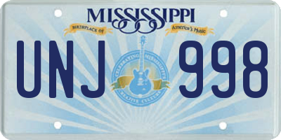 MS license plate UNJ998