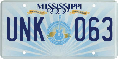MS license plate UNK063