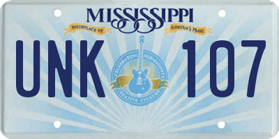 MS license plate UNK107