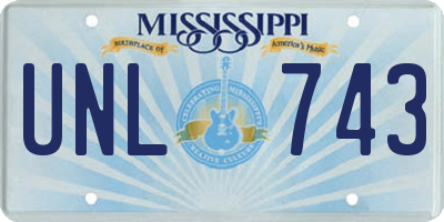 MS license plate UNL743