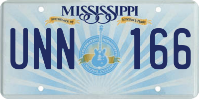 MS license plate UNN166