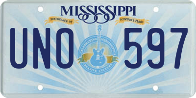 MS license plate UNO597
