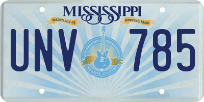 MS license plate UNV785