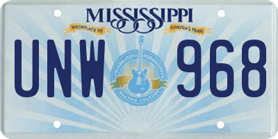 MS license plate UNW968