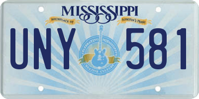 MS license plate UNY581