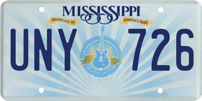 MS license plate UNY726