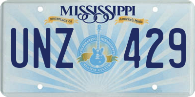 MS license plate UNZ429