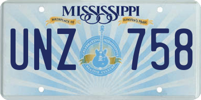 MS license plate UNZ758