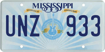 MS license plate UNZ933
