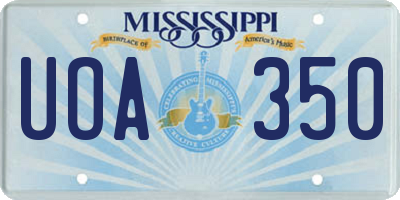 MS license plate UOA350
