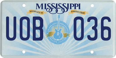 MS license plate UOB036