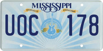 MS license plate UOC178