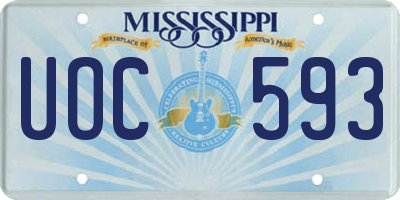 MS license plate UOC593