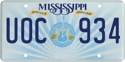 MS license plate UOC934