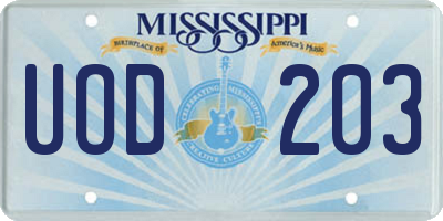 MS license plate UOD203