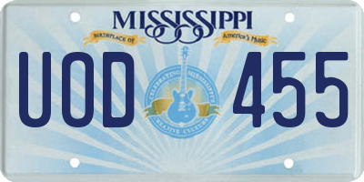 MS license plate UOD455