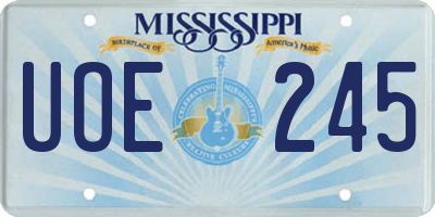 MS license plate UOE245
