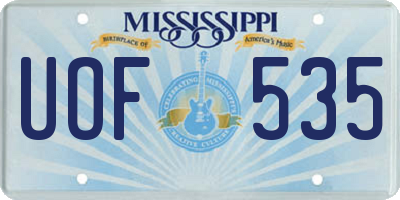 MS license plate UOF535