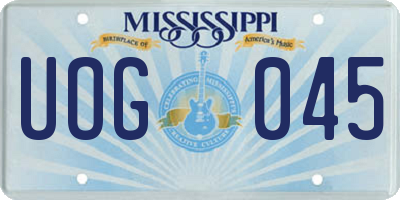 MS license plate UOG045