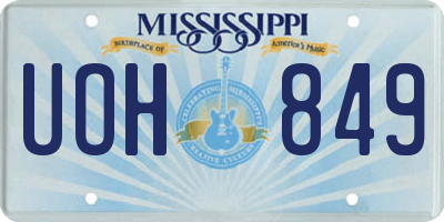 MS license plate UOH849