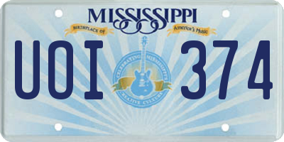 MS license plate UOI374
