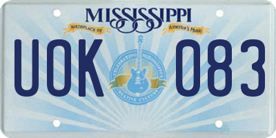 MS license plate UOK083