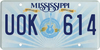 MS license plate UOK614