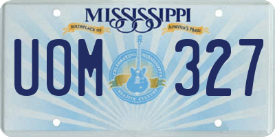 MS license plate UOM327