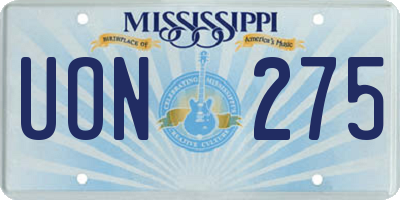 MS license plate UON275