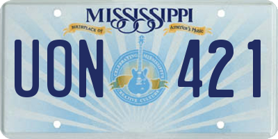 MS license plate UON421